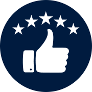 Thumbs up and five stars icon